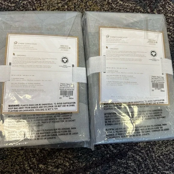 NIP Pottery Barn Teen Camo Organic Shams (2) Std Grey Standard 26x20 - Picture 2 of 5